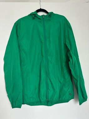 Chaps Lightweight Windbreaker Jacket Green Hooded Full Zip Men’s XL